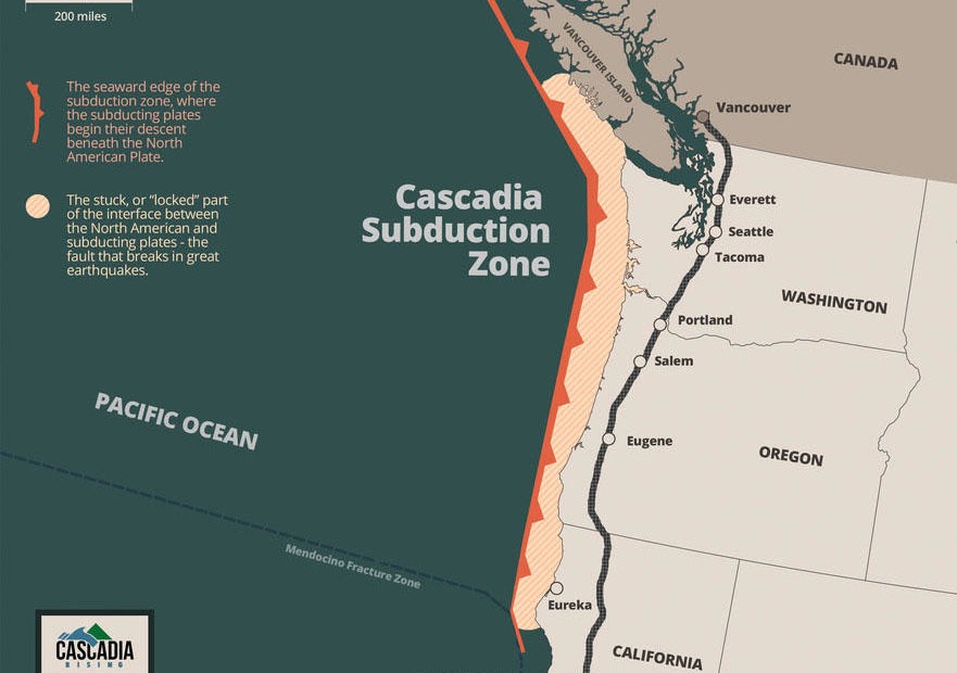 The Cascadia Subduction Zone off the coast of North America can produce earthquakes as large as Magnitude 9 and corresponding tsunamis. MUSTAFA LAZKANI / FEMA