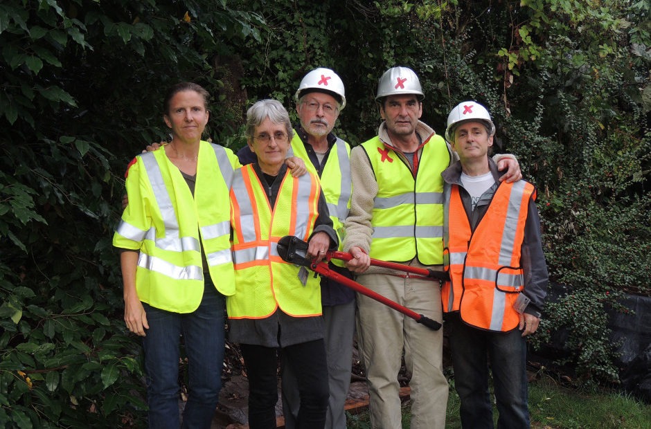 The five climate activists arrested after shutting down Canada-to-U.S. pipelines pose for a photo. They were identified by Climate Direct Action as (left to right): Emily Johnston, Annette Klapstein, Leonard Higgins, Ken Ward, and Michael Foster.