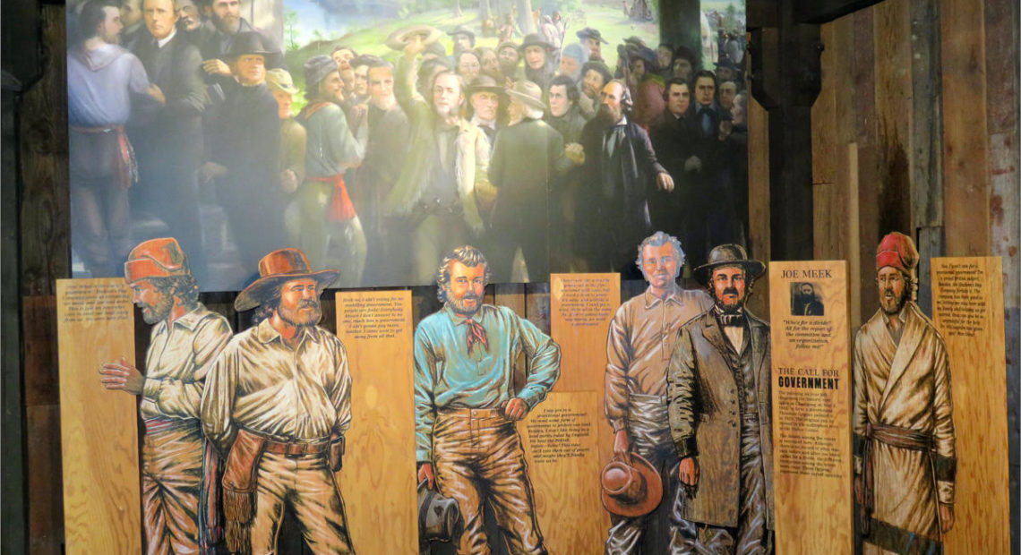 A 1920 painting and newer interpretive displays at Champoeg State Park recreate the historic 1843 vote to establish the first government in the Oregon Territory. CREDIT: TOM BANSE