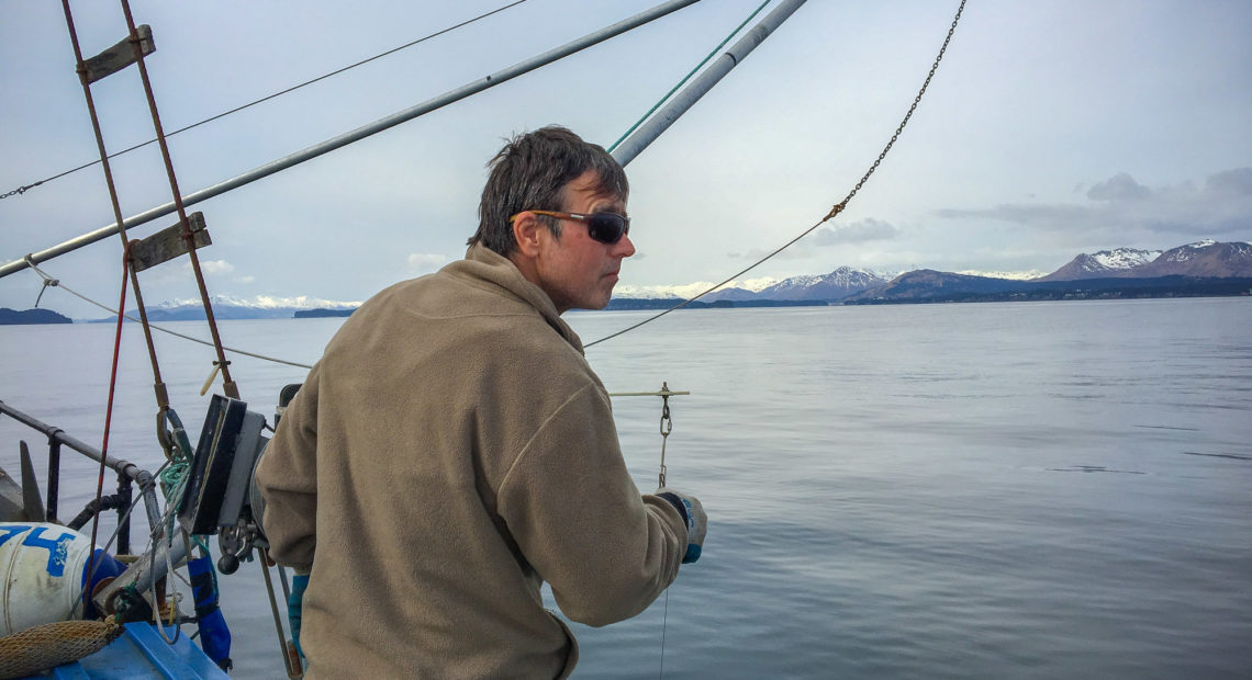 Fisherman Darius Kasprzak searches for cod in the Gulf of Alaska. The cod population there is at its lowest level on record. CREDIT: ANNIE FEIDT