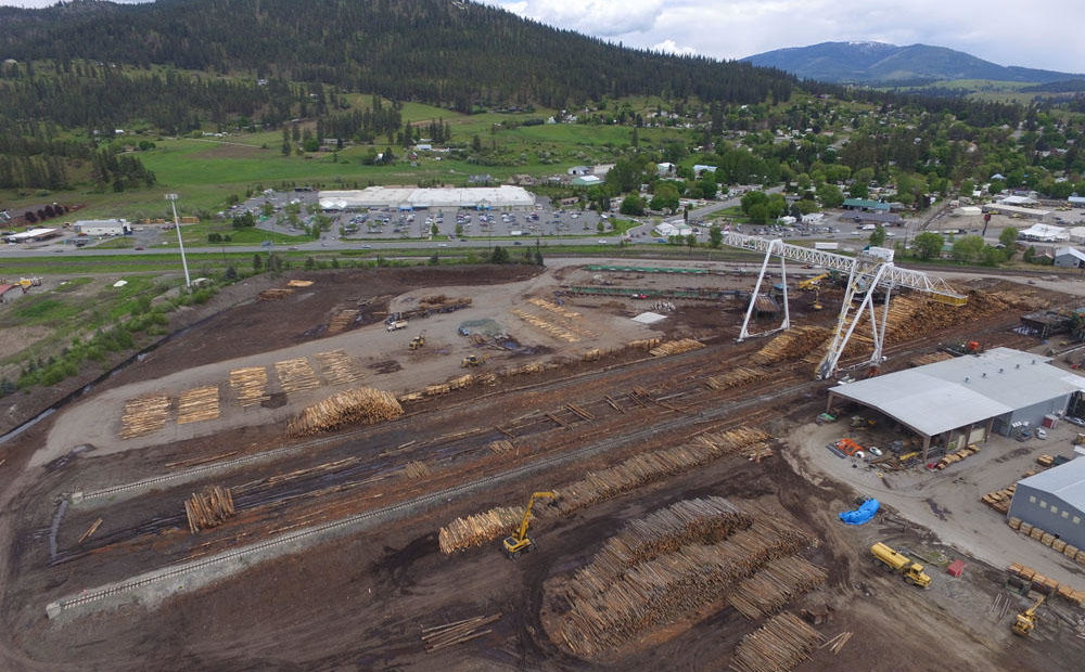 The Vaagen Brothers Lumber mill in Colville, Washington is surrounded by the Selkirk Mountain foothills, and the potential 'A-Z Project' timber. Courtesy Josh Anderson/Vaagen Bros.