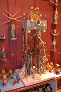 Since moving to Walla Walla in 1989, Gerry Matthews has collected a variety of objects and made them into art such as this working Ferris wheel-style display. CREDIT: T.J. Tranchell/Northwest Public Broadcasting