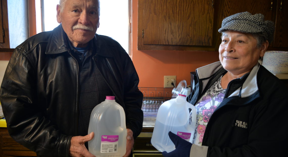 Martin Yanez and his sister Rosalinda Elsa Pina live in the Yakima Valley, near a large dairy. Their well water has high levels of nitrates, which can cause health problems. In the winter Elsa Pina uses extra gallons of water to make caldos, or stews. Boiling water with high levels of nitrates actually concentrates the contamination. CREDIT: ESMY JIMENEZ/NWPB