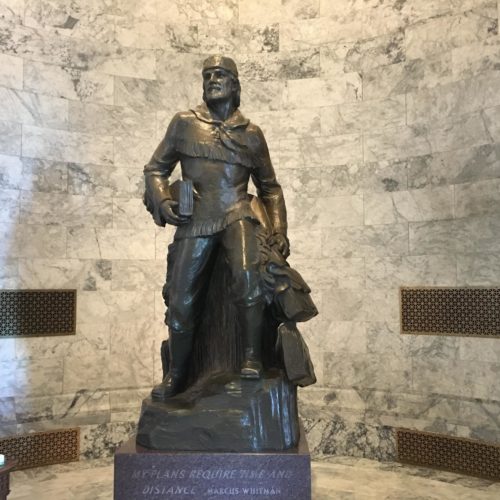 The legacy of Marcus Whitmas and his missionary efforts in the 19th century are under increasing scrutiny, which Washington state lamakers recently voting to replace his statue in the U.S. Capitol with one of Native American rights leader Billy Frank Jr. CREDIT: Tom Banse/N3