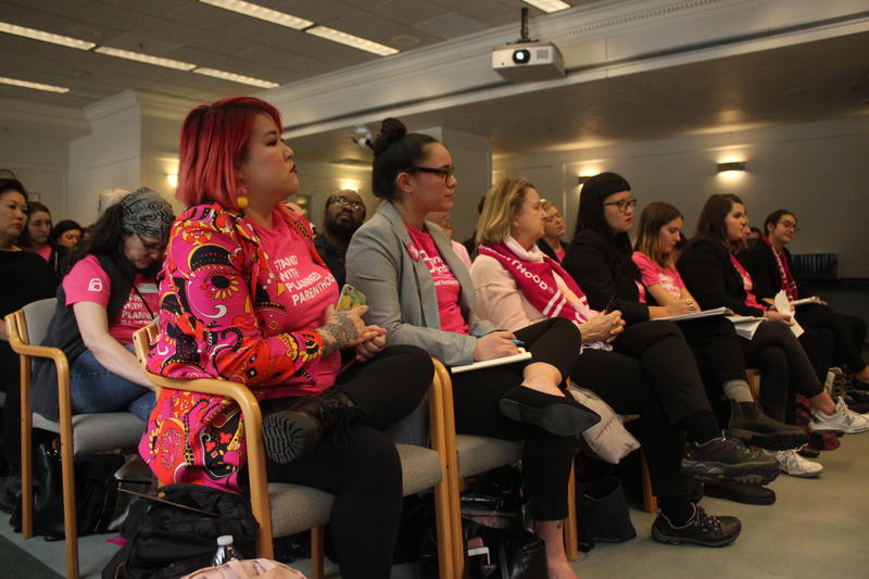 Planned parenthood advocates listen as students speak in favor of legislation mandating consent-based sex education in Washington state, Wednesday, Feb. 13, 2019. CREDIT: MAX WASSERMAN/N3