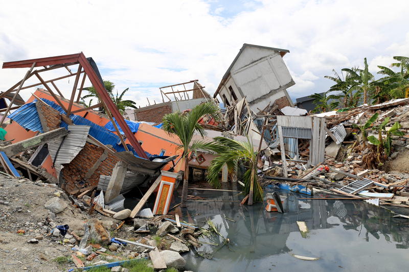 Damage at the toe of a landslide triggered by the Sept. 2018 Palu-Donggala earthquake. CREDIT: DANIEL HUTABARAT / GEER