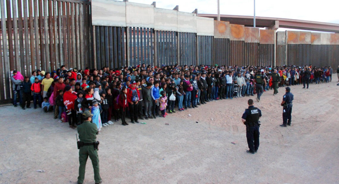 President Trump has announced plans to impose escalating tariffs on goods imported from Mexico in an attempt to stop migrants from entering the U.S. over the southern border. U.S. Customs and Border Protection released this photo, taken on Wednesday at El Paso, Texas. CREDIT: AP