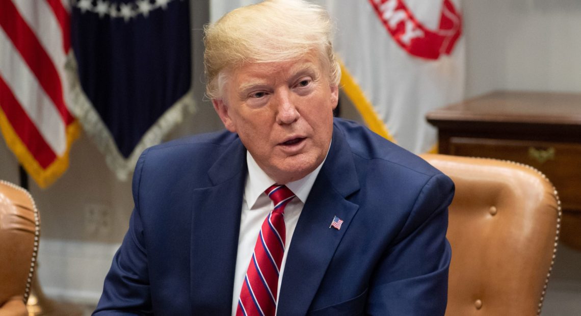 President Trump, pictured in the Roosevelt Room of the White House on June 12, spoke with ABC News about whether he would accept damaging information about a 2020 rival from another government. Saul Loeb/AFP/Getty Images