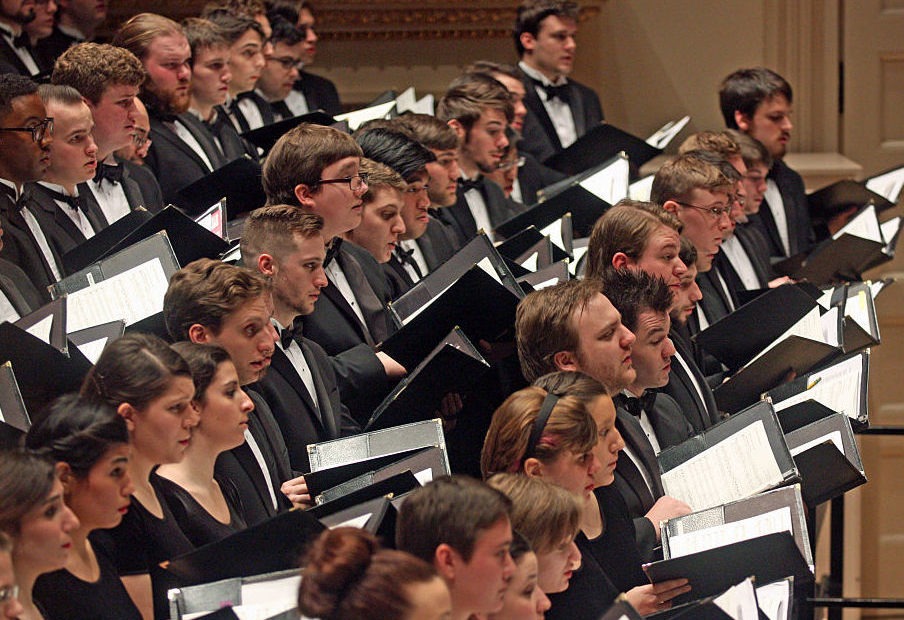 Students of the Westminster Choir College, performing with the Vienna Philharmonic at New York's Carnegie Hall in 2015. Hiroyuki Ito/Getty Images