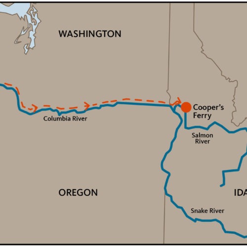 The possible migration route the earliest Americans took to arrive in western Idaho. CREDIT: Teresa Hall / Oregon State University