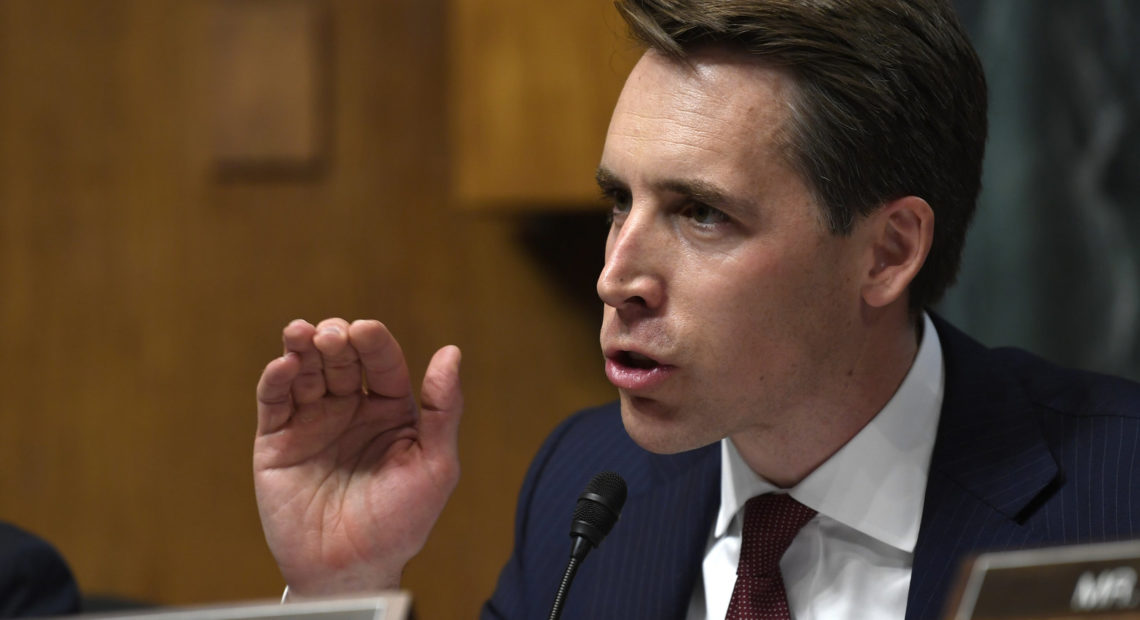 Sen. Josh Hawley has made it a point to challenge the major tech companies since his election in 2018. Susan Walsh/AP