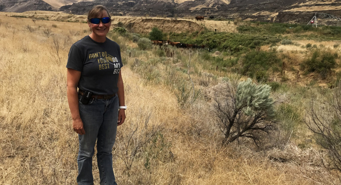 Central Washington rancher Molly Linville would like ranchers to be able to fight fires on their own property in the state. She hopes the state will allow ranchers to form rangeland fire protection associations in areas where no agency is assigned to respond to wildland fires. CREDIT: Courtney Flatt/NWPB