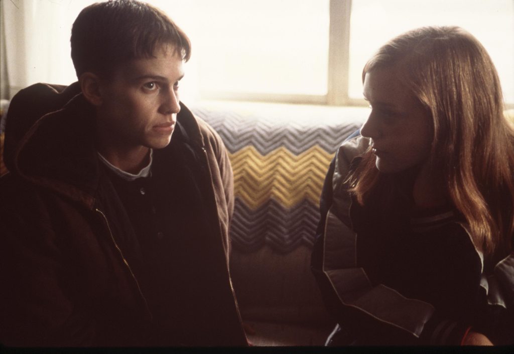 Hilary Swank (left) and Chloe Sevigny starred in Boys Don't Cry, a fictionalized portrayal of the transgender youth Brandon Teena (played by Swank). Getty Images