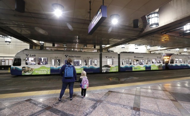 Sound Transit light rail train and tunnel in Seattle