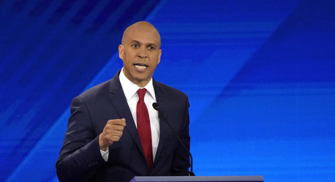 Senator Cory Booker speaks during the 2020 Democratic U.S. presidential debate in Houston, Texas, U.S. September 12, 2019. CREDIT: Mike Blake/Reuters