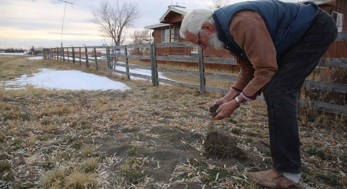 John Thelen's home well near Burns, Ore., produced this pile of black sand before it ran dry. He dug deeper only to reach drinking water contaminated with arsenic. Emily Cureton/Oregon Public Broadcasting