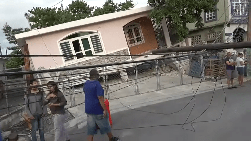 Screenshot from video of the 5.7-magnitude earthquake that hit Puerto Rico on Monday, causing damage to some buildings and rockfalls in some areas from Guanica. CREDIT: El Leon Fiscalizador via Storyful