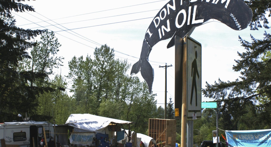 The expansion of the Trans Mountain pipeline has seen significant opposition, such as this camp set up by demonstrators in Vancouver, Canada, in 2018. CREDIT: Jeremy Hainsworth/AP