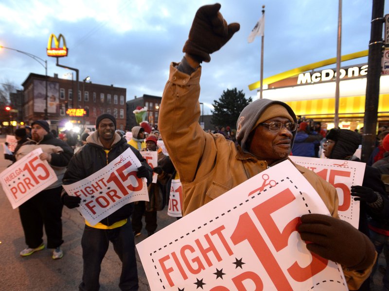 Rally for better wages.