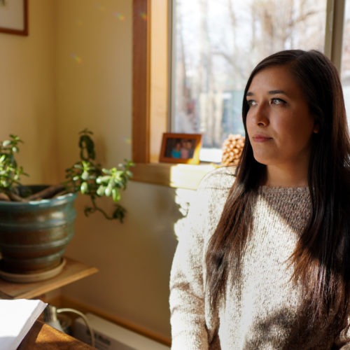 Brenda Lopez ran out of her office to meet her husband Francisco Morales by the roadside where he was pulled over by ICE agents after he dropped off his son at school in February 2020. Since then, she’s been fighting to bring him home to Twisp with the help of her community. CREDIT: Enrique Pérez de la Rosa/NWPB