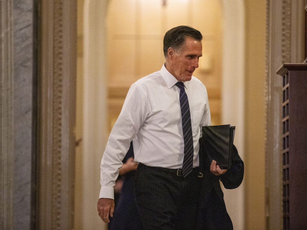 Sen. Mitt Romney, R-Utah, has given his assent to a Republican committee subpoena expected soon that will revive focus on Joe and Hunter Biden, Ukraine and Burisma. CREDIT: Jacquelyn Martin/AP