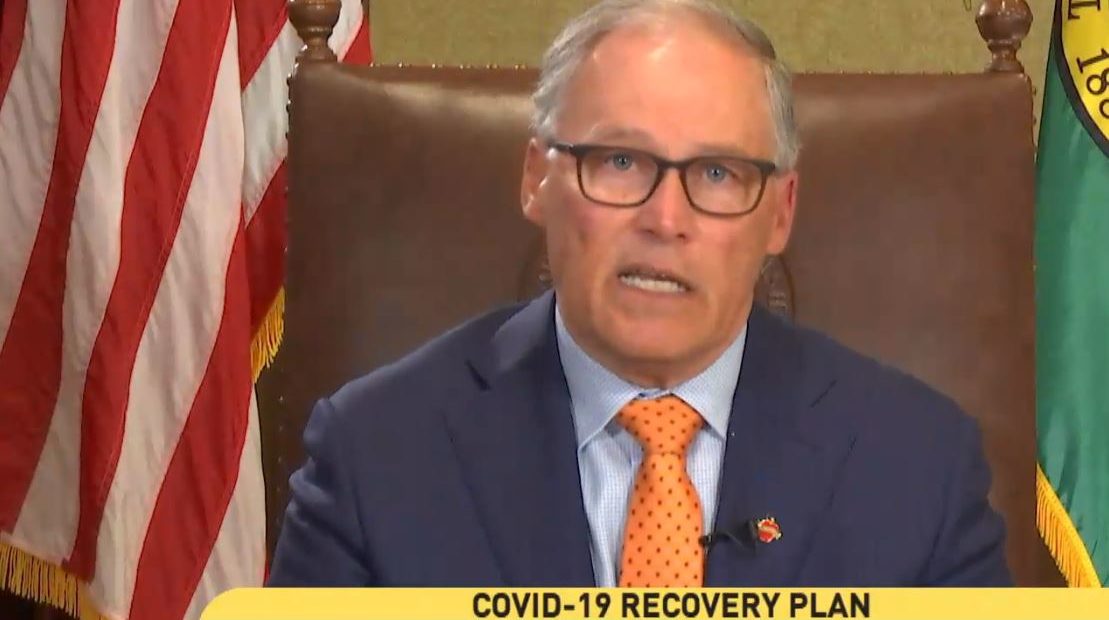 Washington Gov. Jay Inslee spoke Tuesday, April 21 to update on the state's coronavirus measures and recovery plan. CREDIT: TVW