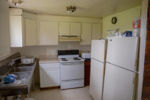 The communal kitchen in one of the migrant worker housing units at Liepold Farms in Boring, Ore.