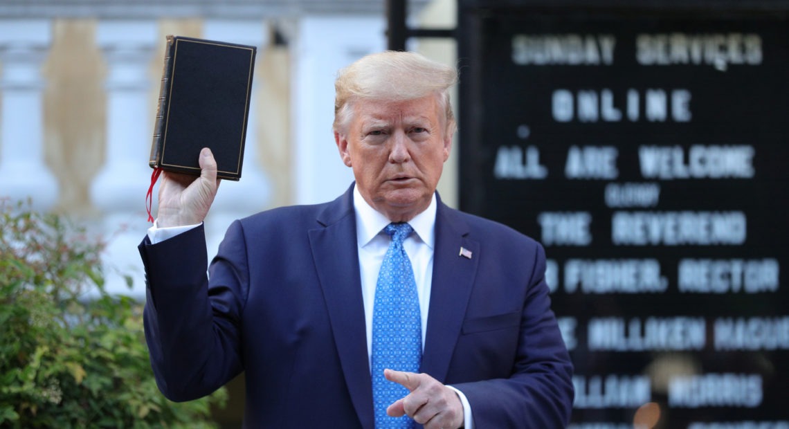 President Trump's photo opportunity in front of St. John's Episcopal Church in Washington has set off criticism, as police used tear gas and force to clear a path for him to walk from the White House. CREDIT: Tom Brenner/Reuters