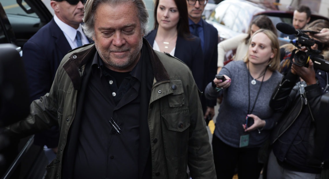 Former White House adviser Steve Bannon has joined a list of Trump campaign officials who have faced federal charges. CREDIT: Alex Wong/Getty Images