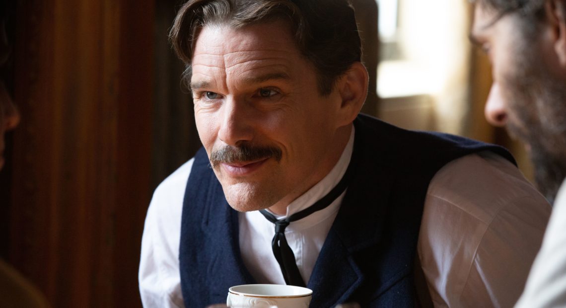 Ethan Hawke plays Serbian American inventor Nikola Tesla in the playful new biopic, Tesla. CREDIT: IFC Films