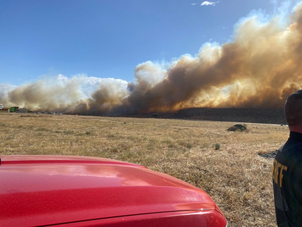 The Cold Springs Fire burns in Okanogan County on the reservation of the Colville Confederated Tribes on Sept. 7, 2020, near the 12 Tribes Casino in Omak. CREDIT: InciWeb