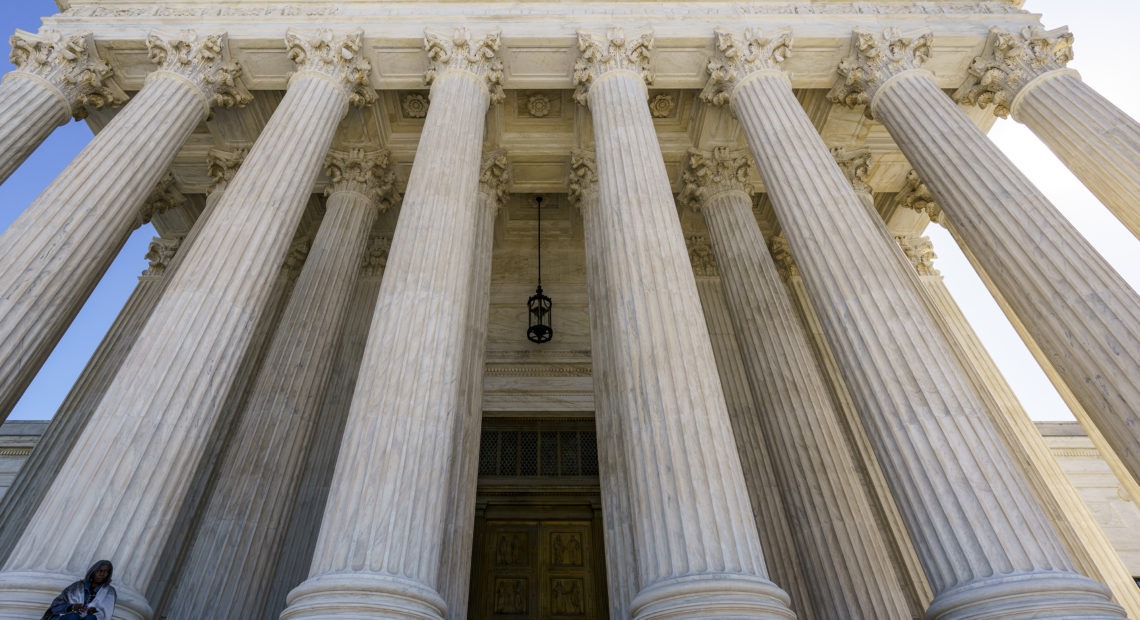 The Supreme Court is seen in Washington, Wednesday morning, Oct. 7, 2020. President Donald Trump's nominee to the high court, Judge Amy Coney Barrett, is scheduled to face the Senate Judiciary Committee next Monday, Oct. 12, 2020. CREDIT: Scott Applewhite/AP