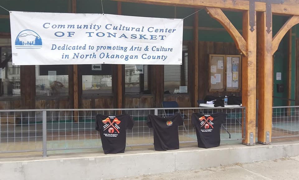 T-shirts on display in Tonasket that Daniel Pratt was selling on the Okanogan Highlands Fire Watch Facebook group