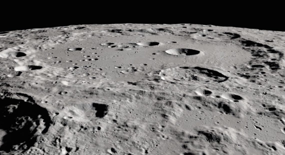 Researchers have detected water molecules in Clavius crater, in the moon's southern hemisphere. The large crater is visible from Earth. CREDIT: NASA/Screenshot by NPR