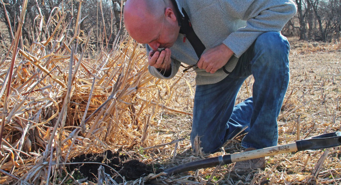 Del Ficke, a farmer in Pleasant Dale, Neb., has embraced the cause of building carbon-rich soil, capturing carbon dioxide from the air in the process. CREDIT: Dan Charles/NPR