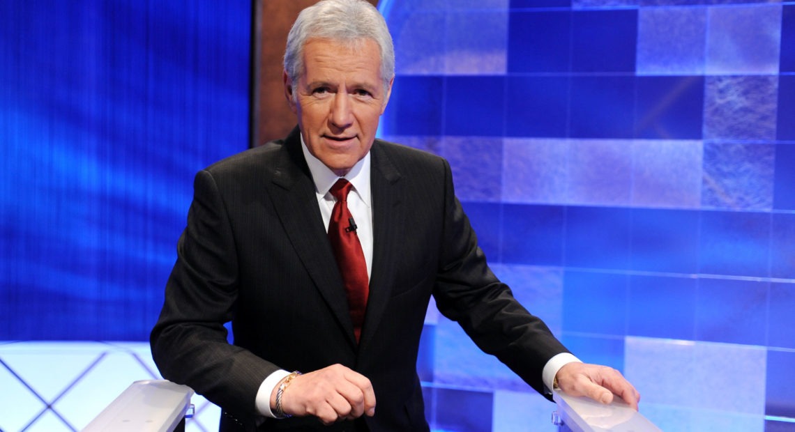 Trebek said he hated to see contestants lose for forgetting to phrase their answers as questions. "I'm there to see that the contestants do as well as they can within the context of the rules," he told Fresh Air's Terry Gross in 1987. Above, Trebek poses on the set in April 2010. CREDIT: Amanda Edwards/Getty Images