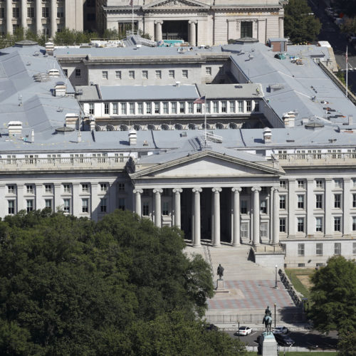 The U.S. Treasury Department building in Washington D.C.