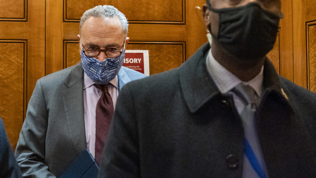 Senate Majority Leader Chuck Schumer of N.Y at the U.S. Capitol Friday. CREDIT: Manuel Balce Ceneta/AP