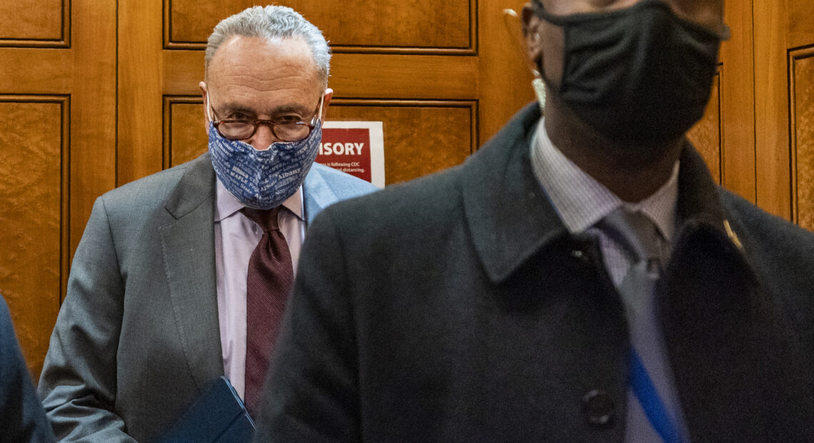 Senate Majority Leader Chuck Schumer of N.Y at the U.S. Capitol Friday. CREDIT: Manuel Balce Ceneta/AP