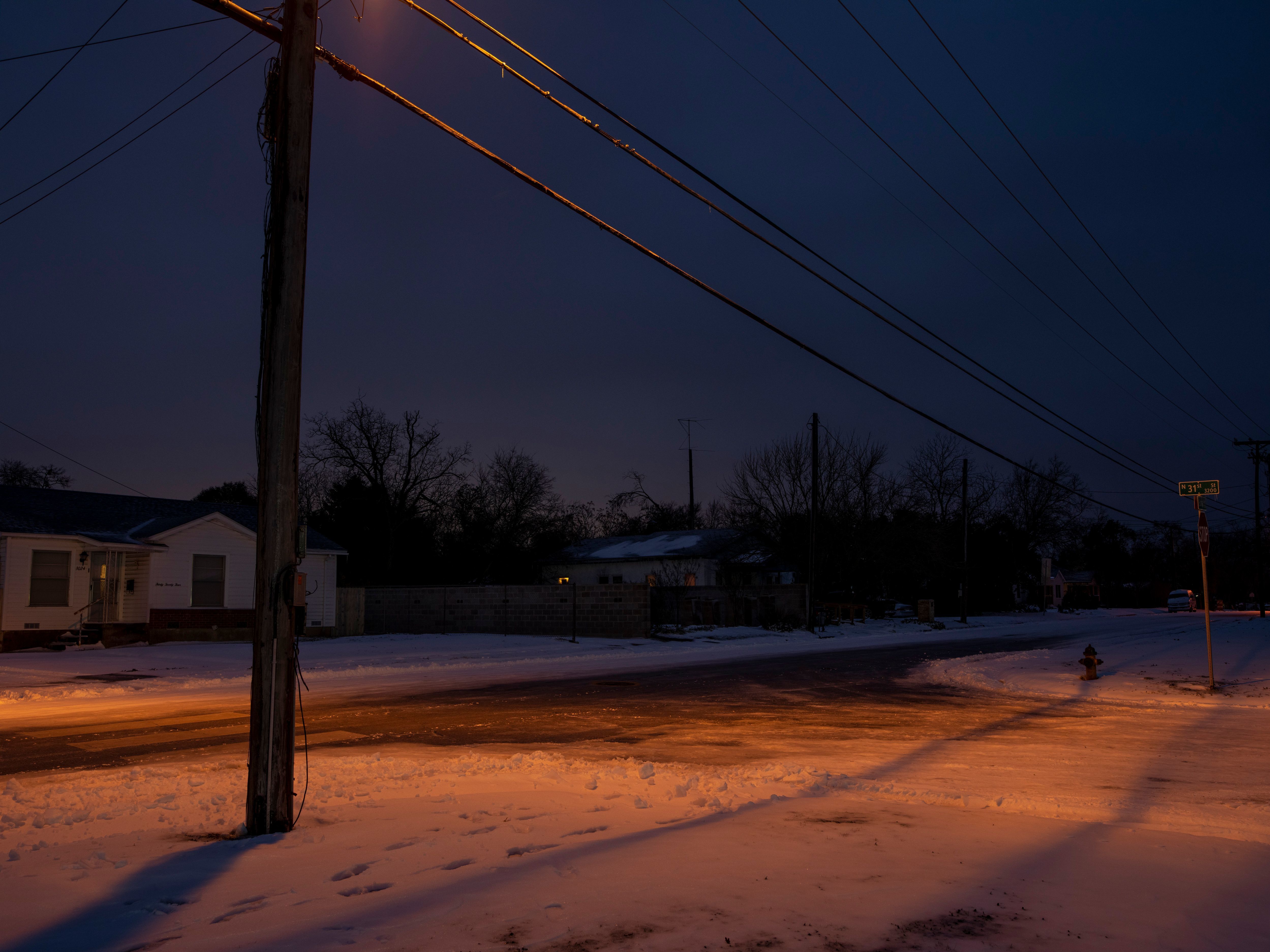 Snow covers the ground in Waco, Texas, on Feb. 17. Texas Gov. Greg Abbott has blamed renewable energy sources for the blackouts that have hit the state. In fact, they were caused by a systemwide failure across all energy sources. Matthew Busch/AFP via Getty Images