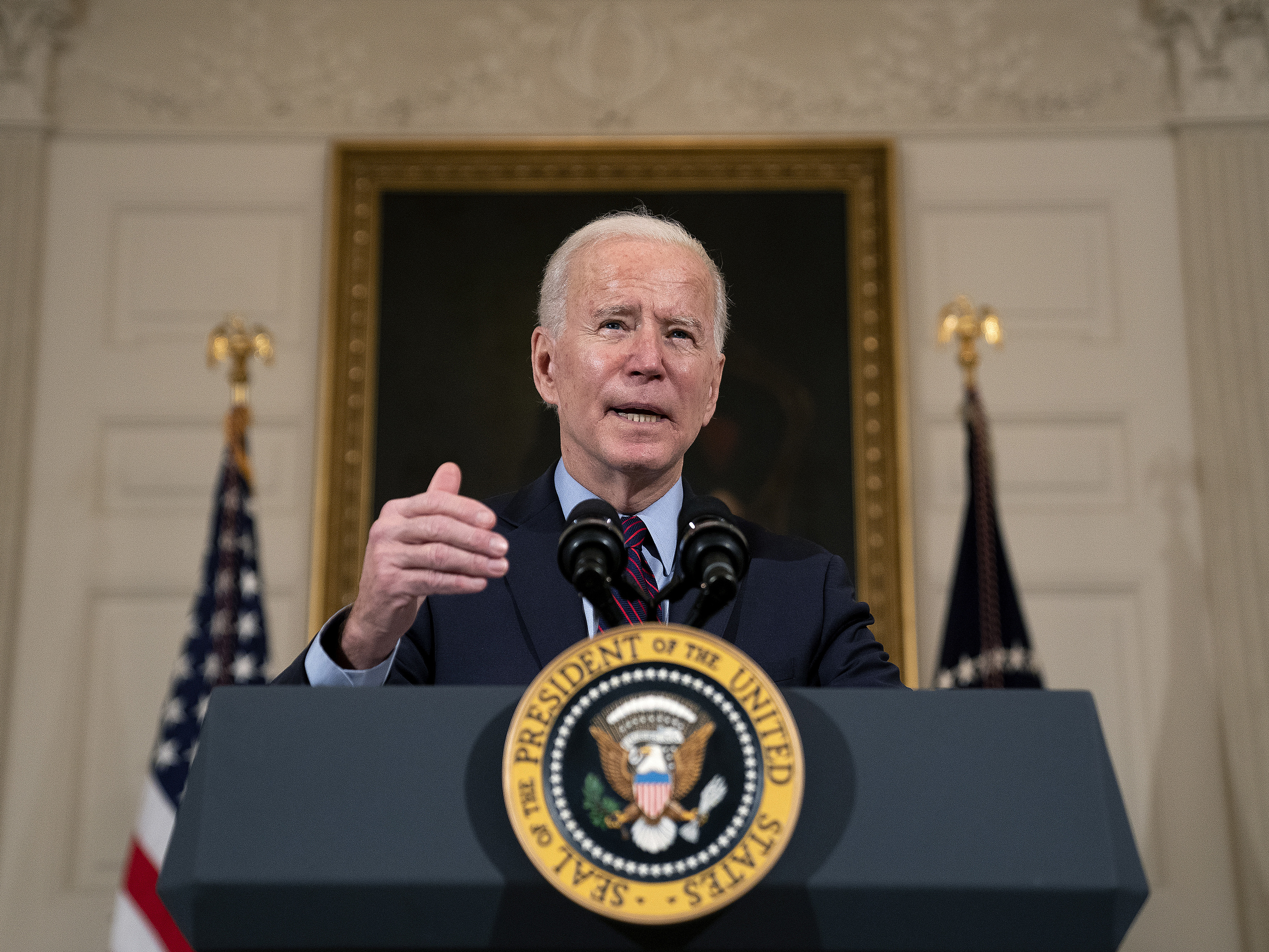 President Joe Biden at podium