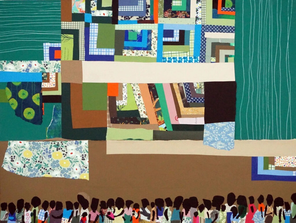 James E. Ransome, Quilt Folks, acrylic and paper collage