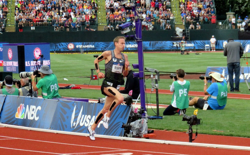 Galen Rupp of Portland qualified for his fourth Olympics by winning the U.S. Olympic Marathon Team Trials last year. Here he is at the 2016 Olympic Track and Field Team Trials. CREDIT: Tom Banse/N3