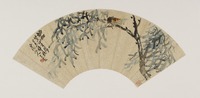 Wang Zhen, Cicada on tree branch, Modern period, 1919, Fan mounted as album leaf, ink on gold-flecked paper, Gift of Robert Hatfield Ellsworth in honor of the 75th Anniversary of the Freer Gallery of Art, F1998.222.2 Freer Gallery of Art, Smithsonian Institution, Washington, D.C.