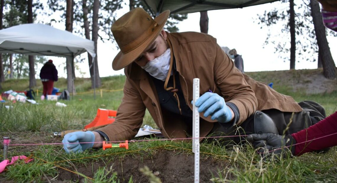 University of California student Jake Mathis participates in an archaeological dig on the North Idaho College campus in Coeur d'Alene. Courtesy University of Idaho