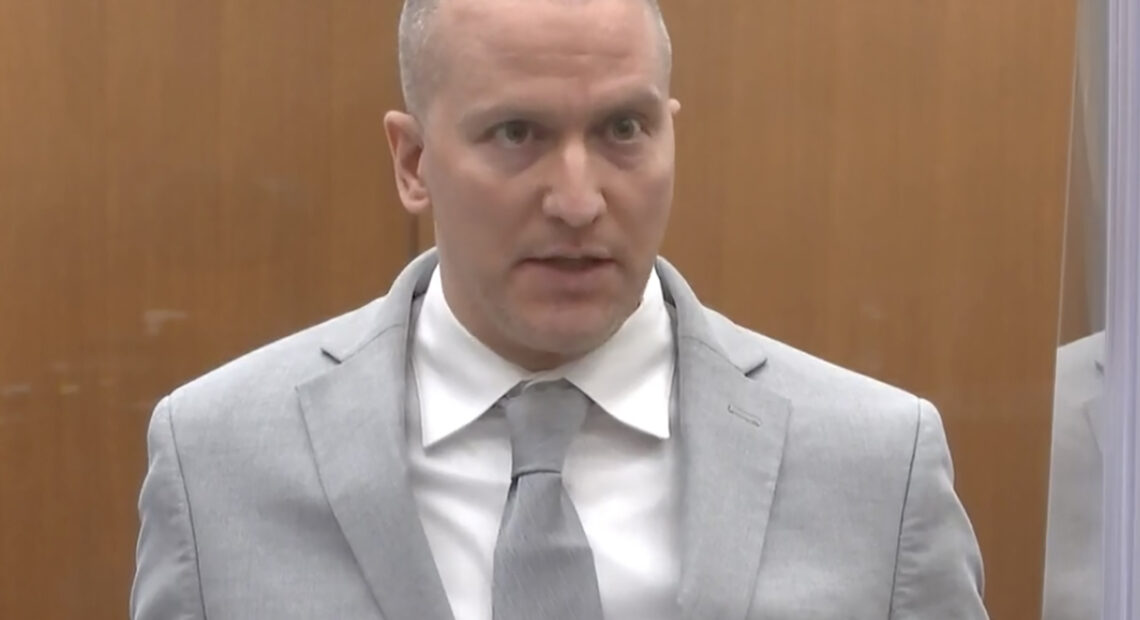 Former Minneapolis police officer Derek Chauvin addresses the court Friday at his sentencing hearing. He was sentenced to 22 1/2 years in prison for the murder of George Floyd. CREDIT: Court TV via AP/Pool