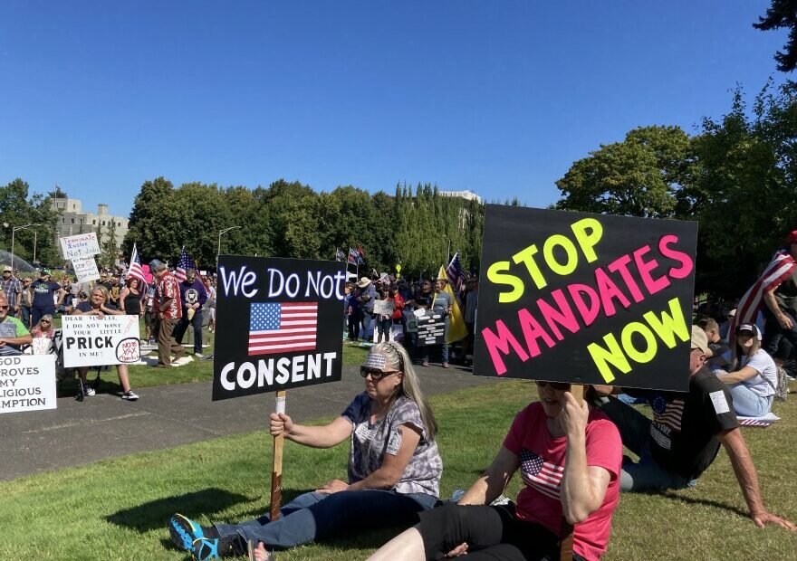 People opposed to vaccine mandates protested at the Washington State Capitol in Olympia on multiple weekends during September.