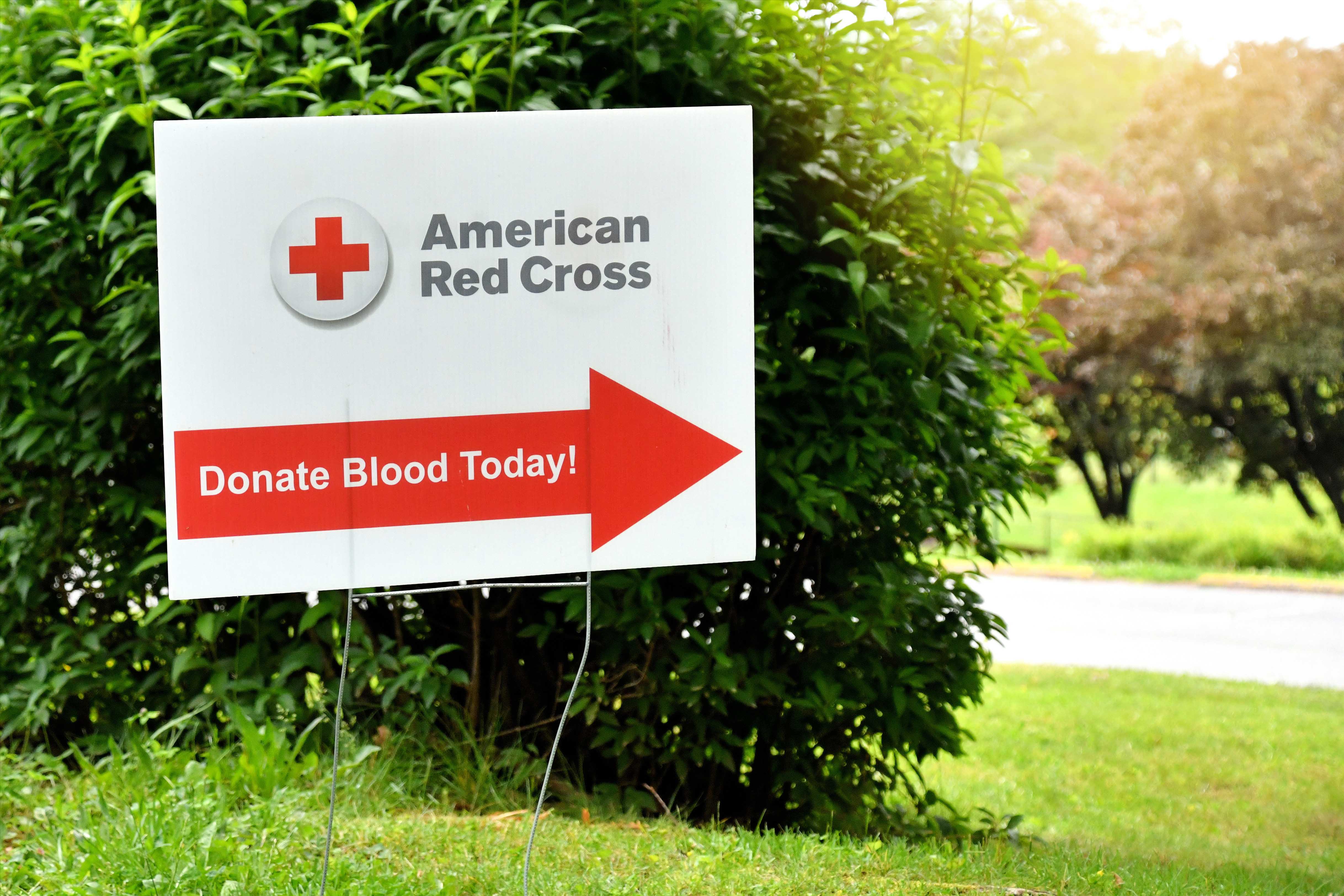 American Red Cross blood drive sign