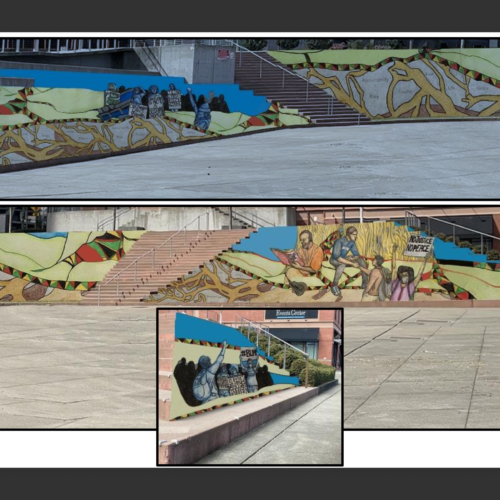 Images of the mural design, which will cover Tacoma's Tollefson plaza, created by Dionne Bonner.