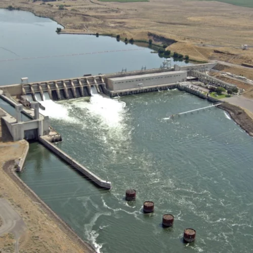 Ice Harbor Dam on the Snake River. Breaching the Snake River dams is one major way to protect salmon, according to a final federal report announced Friday on salmon and steelhead recovery in the Columbia River Basin. (Courtesy: Bonneville Power Administration)